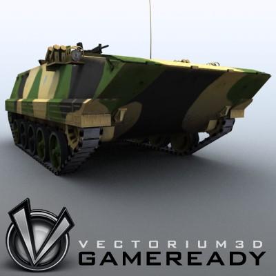 3D Model of Game-ready model of modern Chinese Armoured Personnel Carrier ZSD89 (Type89) with two RGB textures: 1024x1024 for APC and 1024x512 for track and wheels. - 3D Render 4